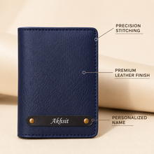 Load image into Gallery viewer, Personalised Bi-Fold Wallet for Men with Custom Name | Premium Vegan Leather Wallet with Card Slots, Cash Compartment &amp; Snap Closure
