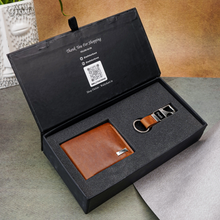 Load image into Gallery viewer, Buy Personalised Wallet &amp; Metal Keychain for Men | Handmade Leather Wallet &amp; Metal Keychain with Name | Customised Men’s Wallet  (STYLE ID #23)
