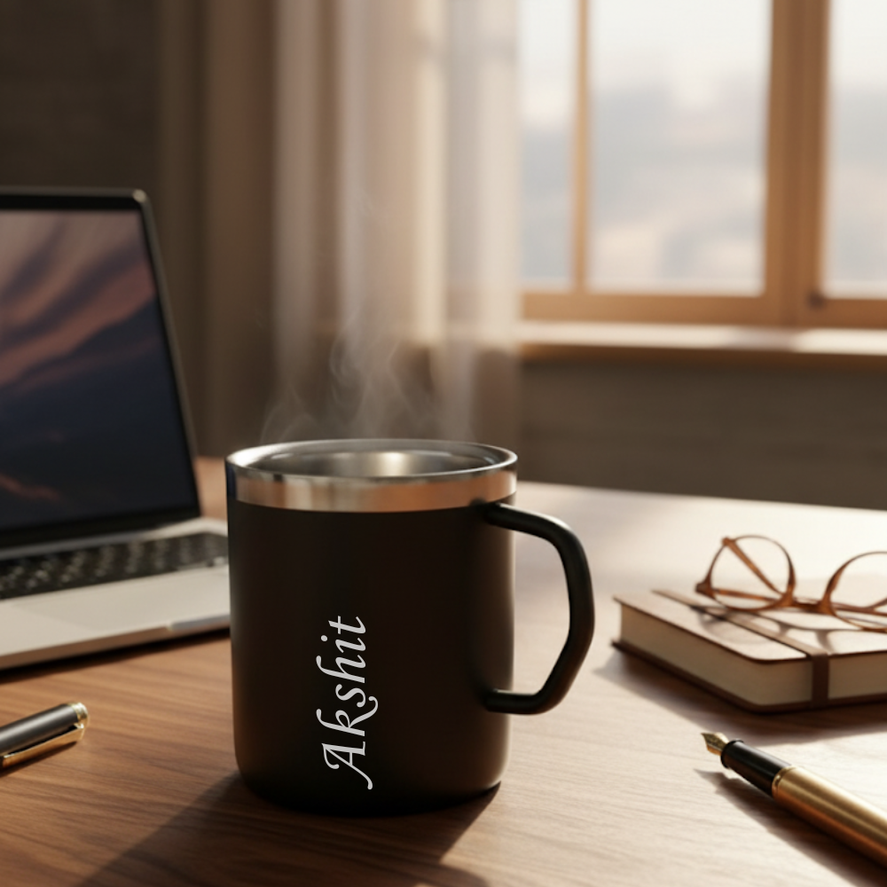 Customized Stainless Steel Coffee Mug | Matte Black