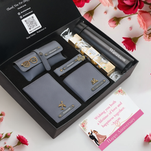 Load image into Gallery viewer, Personalized 6-in-1 Premium Gift Combo for Men | Wallet, Eyewear Case, Keychain, Passport Cover, Bottle &amp; Chocolates

