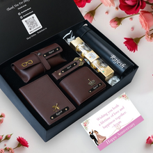 Load image into Gallery viewer, Personalized 6-in-1 Premium Gift Combo for Men | Wallet, Eyewear Case, Keychain, Passport Cover, Bottle &amp; Chocolates
