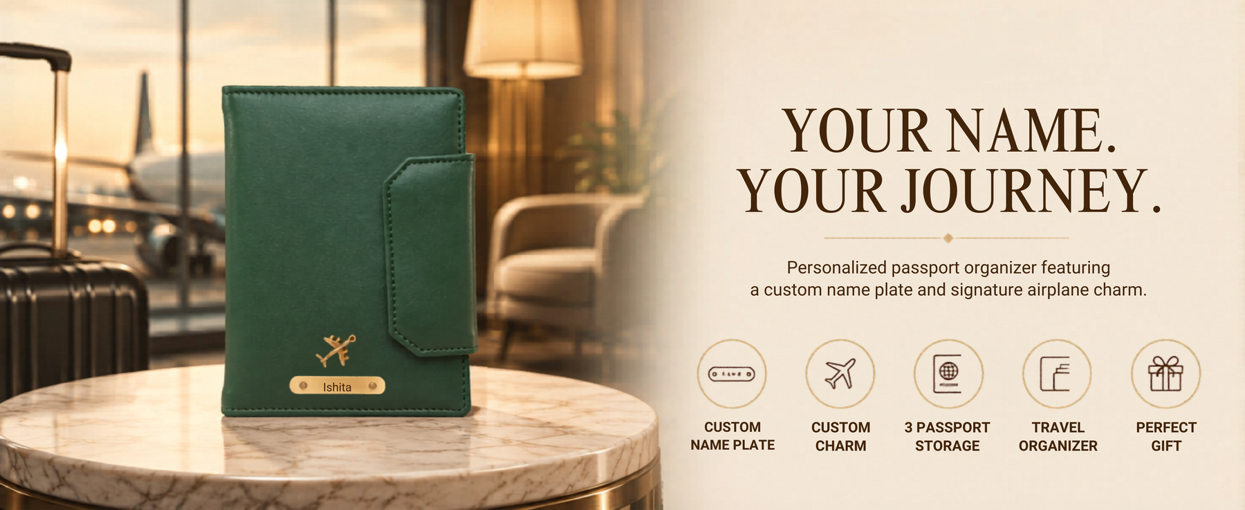 Personalized Family Passport Organizer for 3 Passports | Custom Name Travel Document Wallet with 8 Card Slots, Cash Pocket, Boarding Pass Holder & Secure Closure