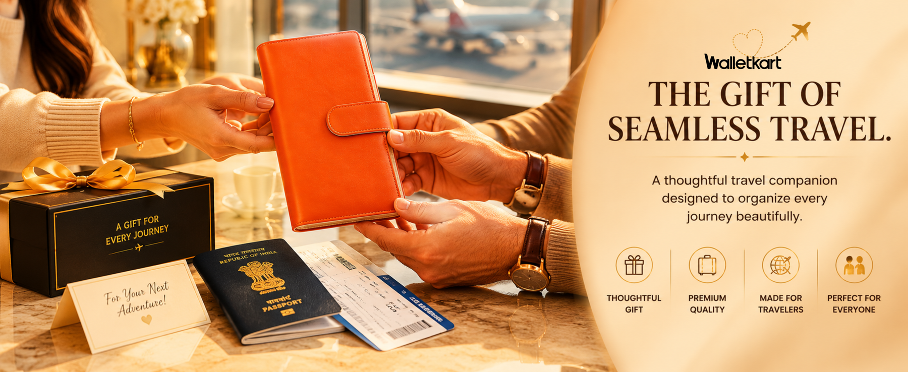 Family Passport Organizer | Holds 4 Passports | 4-in-1 Travel Document Wallet with Card Slots, Cash Pocket, ID Window & Zipper Coin Pocket