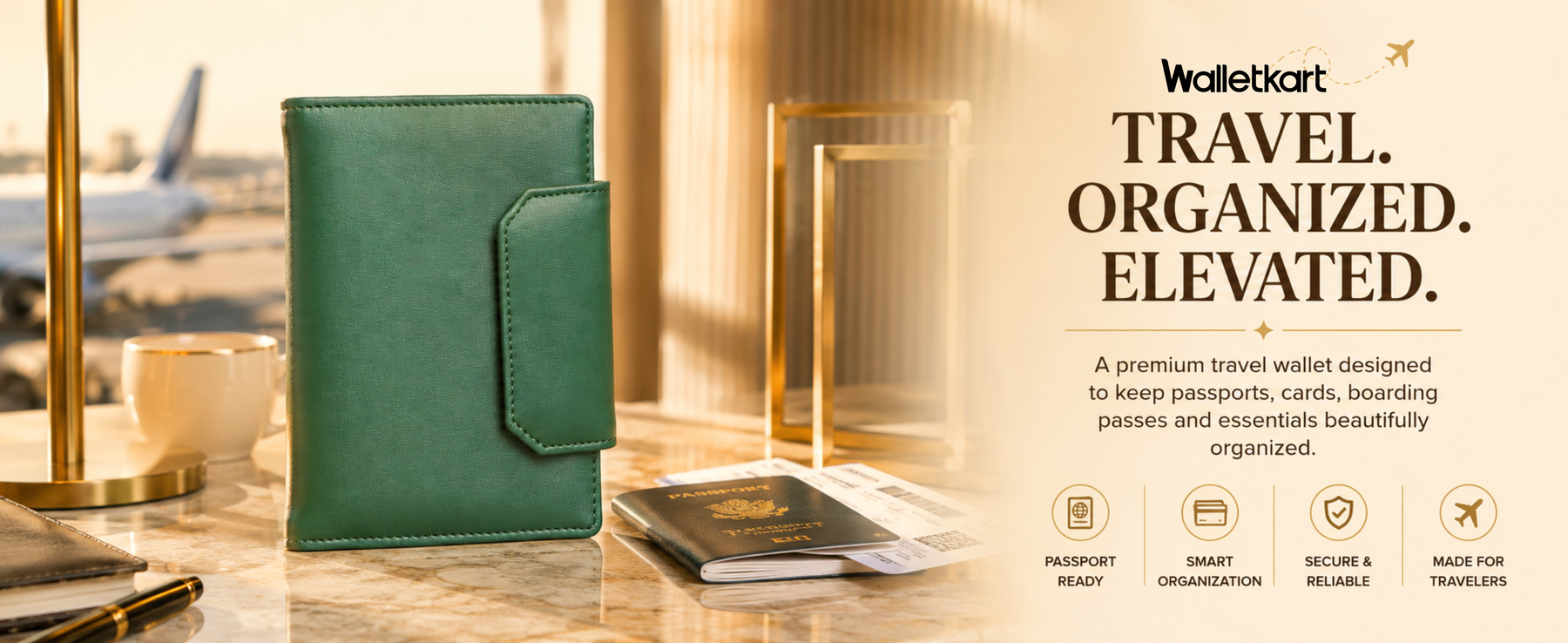 Family Passport Organizer Holder for 3 Passports | Travel Document Wallet with 8 Card Slots, Cash Pocket, Boarding Pass Holder & Secure Snap Closure | Passport Cover for Men & Women