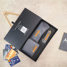 Load image into Gallery viewer, Personalized Leather Men's Wallet,Eyewear Case,Keychain Emboss Leather StripWith Name and Charm | Customised 3 In 1 Gift Combo For Boyfriend Husband &amp; Father On Birthday and Anniversary
