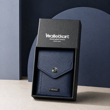 Load image into Gallery viewer, Personalized Slim Card Holder Wallet for Men &amp; Women with Custom Name | Pull Tab Card Wallet with Cash Pocket, Card Slots &amp; Secure Button | Compact Vegan Leather Front Pocket Wallet
