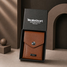 Load image into Gallery viewer, Personalized Slim Card Holder Wallet for Men &amp; Women with Custom Name | Pull Tab Card Wallet with Cash Pocket, Card Slots &amp; Secure Button | Compact Vegan Leather Front Pocket Wallet
