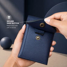 Load image into Gallery viewer, Personalized Slim Card Holder Wallet for Men &amp; Women with Custom Name | Pull Tab Card Wallet with Cash Pocket, Card Slots &amp; Secure Button | Compact Vegan Leather Front Pocket Wallet
