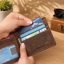 Load image into Gallery viewer, Hunter Genuine Leather Bifold Wallet for Men | 5 Card Slots, ID Window &amp; Cash Compartment (STYLE ID #19)
