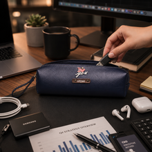 Load image into Gallery viewer, Perfect Gift for corporate &amp; Office – Customised Leather Pouch with Name &amp; Charm ( STYLE ID#52)
