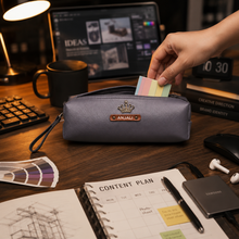 Load image into Gallery viewer, Perfect Gift for corporate &amp; Office – Customised Leather Pouch with Name &amp; Charm ( STYLE ID#52)
