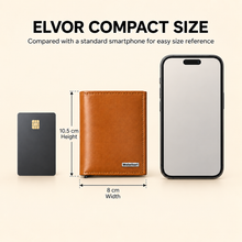 Load image into Gallery viewer, ELVOR Men's RFID Tri-Fold Wallet, Oil Crunch Leather, 9 Card Slots, Pop-Up Holder(Style ID #48)
