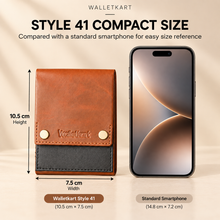 Load image into Gallery viewer, Cash Wrap Genuine Leather Card Holder Wallet for Men | Compact Cash &amp; Card Organizer Wallet |  Flip Top Card Wallet for Unisex | Minimalist Card Organizer ( STYLE ID#41 )
