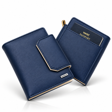 Load image into Gallery viewer, Family Passport Organizer Holder for 3 Passports | Travel Document Wallet with 8 Card Slots, Cash Pocket, Boarding Pass Holder &amp; Secure Snap Closure | Passport Cover for Men &amp; Women (STYLE ID#49)
