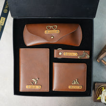 Load image into Gallery viewer, Personalized 4-in-1 Men’s Wallet Combo with Embossed Name Leather Strip &amp; Charm | Customized Premium Gift Set
