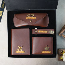 Load image into Gallery viewer, Personalized 4-in-1 Men’s Wallet Combo with Embossed Name Leather Strip &amp; Charm | Customized Premium Gift Set
