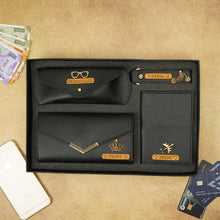 Load image into Gallery viewer, Personalized Name Emboosed 4 in 1  Clutch Combo Gift for Girlfriend | Customized Gift for Girlfriend | Engraved Gifts for Her
