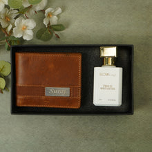 Load image into Gallery viewer, WalletKart Customised Genuine Leather ’s RFID Protected Wallet with Perfume Set (Style ID #32)
