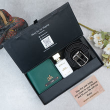 Load image into Gallery viewer, Personalised Gentleman’s Gift Set for Men – Leather Wallet, Belt, Perfume

