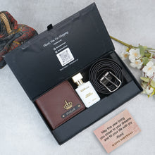 Load image into Gallery viewer, Personalised Gentleman’s Gift Set for Men – Leather Wallet, Belt, Perfume
