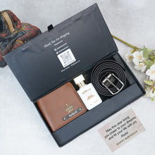 Load image into Gallery viewer, Personalised Gentleman’s Gift Set for Men – Leather Wallet, Belt, Perfume
