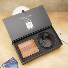 Load image into Gallery viewer, Genuine Leather Men’s Wallet &amp; Belt Combo – Premium Gift Set for Him | Classic Bifold Wallet with Matching Leather Belt (STYLE ID #15)
