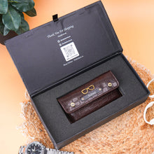 Load image into Gallery viewer, Personalized Croco Texture Eyeglass Case with Custom Name &amp; Charm | Premium Spectacle &amp; Sunglasses Holder with Snap Closure
