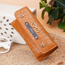 Load image into Gallery viewer, Personalized Croco Texture Eyeglass Case with Custom Name &amp; Charm | Premium Spectacle &amp; Sunglasses Holder with Snap Closure

