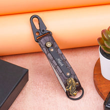 Load image into Gallery viewer, Personalized Croco Texture Keychain with Custom Name &amp; Charm | Premium Key Holder with Carabiner Clip &amp; Key Ring for Men &amp; Women
