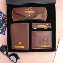 Load image into Gallery viewer, Personalized Leather Men's Wallet,Keychain,Passport cover And Eyewear Case Emboss Leather Strip With Name and Charm | Customised 4 In 1 Gift Combo For Boyfriend Husband &amp; Father On Birthday and Anniversary
