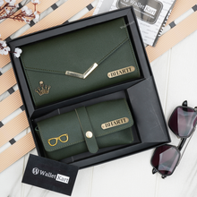 Load image into Gallery viewer, Personalised Women&#39;s Clutch &amp; Eyewear Case with Name &amp; Charm
