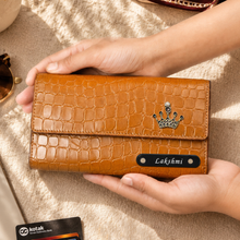 Load image into Gallery viewer, Personalized Couple Clutch &amp; Wallet Gift Set with Custom Name | Premium Croco Texture Gift Combo for Him &amp; Her | Birthday, Anniversary &amp; Wedding Gift
