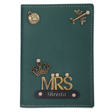 Load image into Gallery viewer, Personalized Leather Name MRS. Passport Cover with Charm
