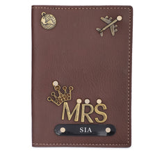 Load image into Gallery viewer, Personalized Leather Name MRS. Passport Cover with Charm
