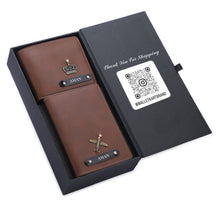 Load image into Gallery viewer, Personalized  Leather Name Wallet  and Passport Cover  For Men
