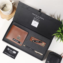 Load image into Gallery viewer, Personalized Leather Name Wallet Pen And Keychain For Men
