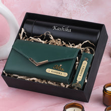 Load image into Gallery viewer, Personalised Women&#39;s Name Clutch,  Keychain &amp; Temperature bottle with Name and Charm
