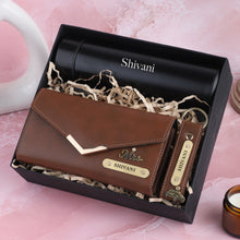 Load image into Gallery viewer, Personalised Women&#39;s Name Clutch,  Keychain &amp; Temperature bottle with Name and Charm
