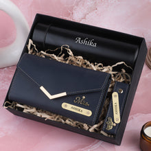 Load image into Gallery viewer, Personalised Women&#39;s Name Clutch,  Keychain &amp; Temperature bottle with Name and Charm
