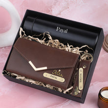 Load image into Gallery viewer, Personalised Women&#39;s Name Clutch,  Keychain &amp; Temperature bottle with Name and Charm
