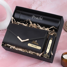 Load image into Gallery viewer, Personalised Women&#39;s Name Clutch,  Keychain &amp; Temperature bottle with Name and Charm
