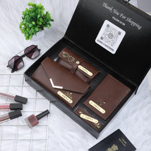 Load image into Gallery viewer, Personalised Premium Leather Name Women&#39;s Clutch, Keychain, Passport Cover &amp; Eyewear Case
