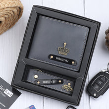 Load image into Gallery viewer, 2 Personalised  Leather Name  Wallet &amp; Get 2 Keychains absolutely Free
