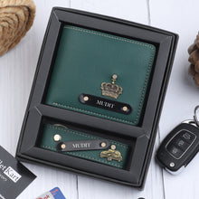 Load image into Gallery viewer, Personalized  Leather Name Wallet and Keychain For Men
