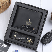 Load image into Gallery viewer, 2 Personalised  Leather Name  Wallet &amp; Get 2 Keychains absolutely Free
