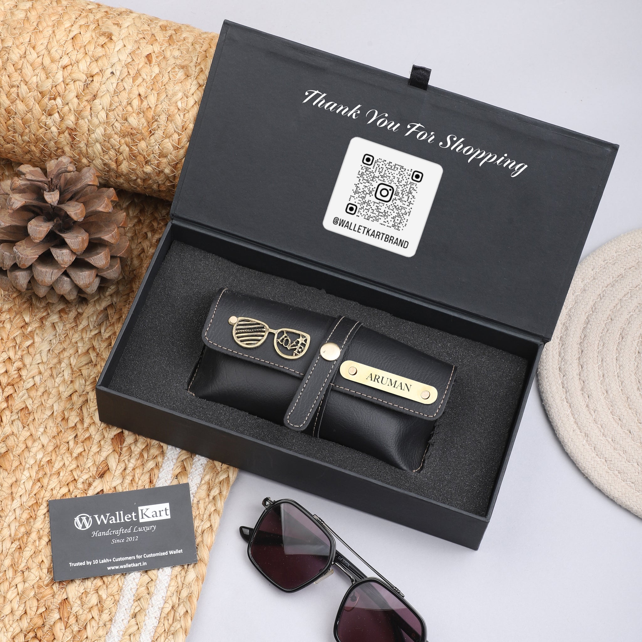 Personalized Leather Name Eyewear Case For Men/Women with Charm