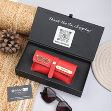 Load image into Gallery viewer, Mega Clearance Deal – Custom Name Red Leather Eyewear Case with Name &amp; Charm for Men/Women
