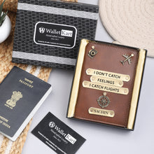 Load image into Gallery viewer, Personalized  Leather Name Passport Cover  with Name &amp; Charm  (I DONT CATCH FEELING I CATCH FLIGHTS)
