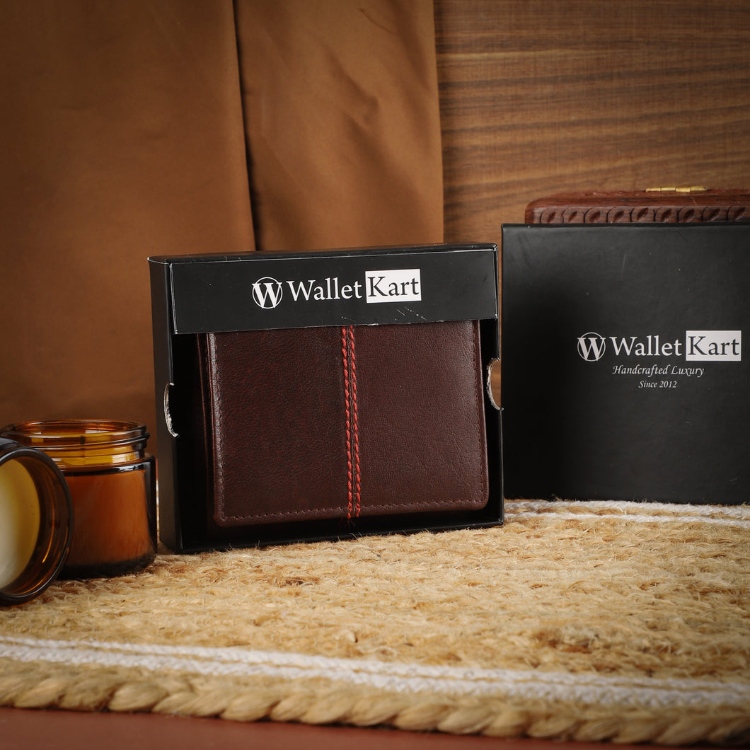 Genuine Leather Tri Fold Wallet for Men (Vintage Brown)