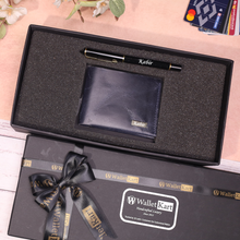 Load image into Gallery viewer, Stylish Handcrafted Leather Wallet and Pen Combo | Premium Personalized Gift Combo for your Loved one&#39;s
